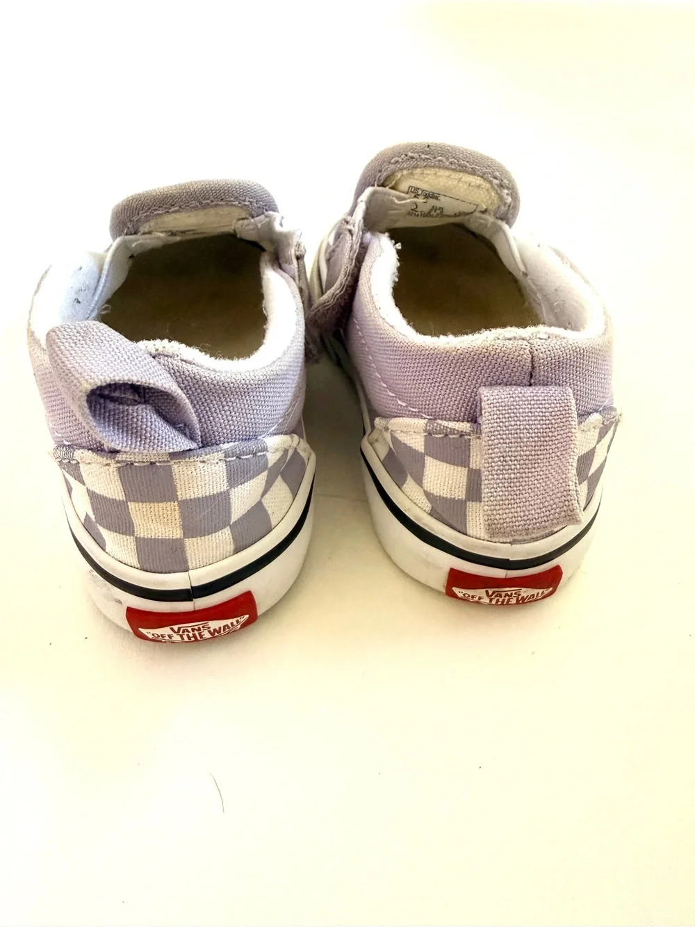 Vans Toddler Slip-On Checkered Sneakers Size 5 Lavender White Velcro